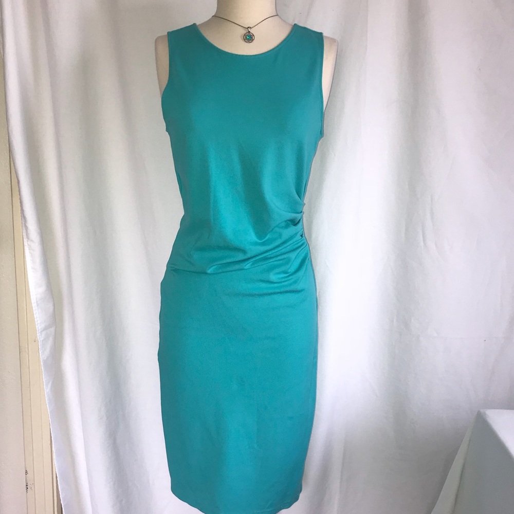 Kenneth Cole form fitted teal dress